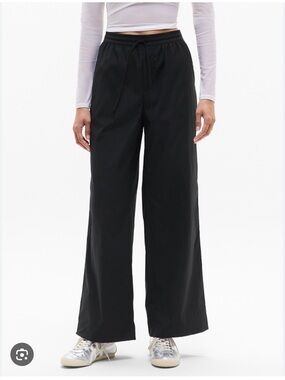 Athleta Black Drift Mid-Rise Poplin Pant - Wide-Leg